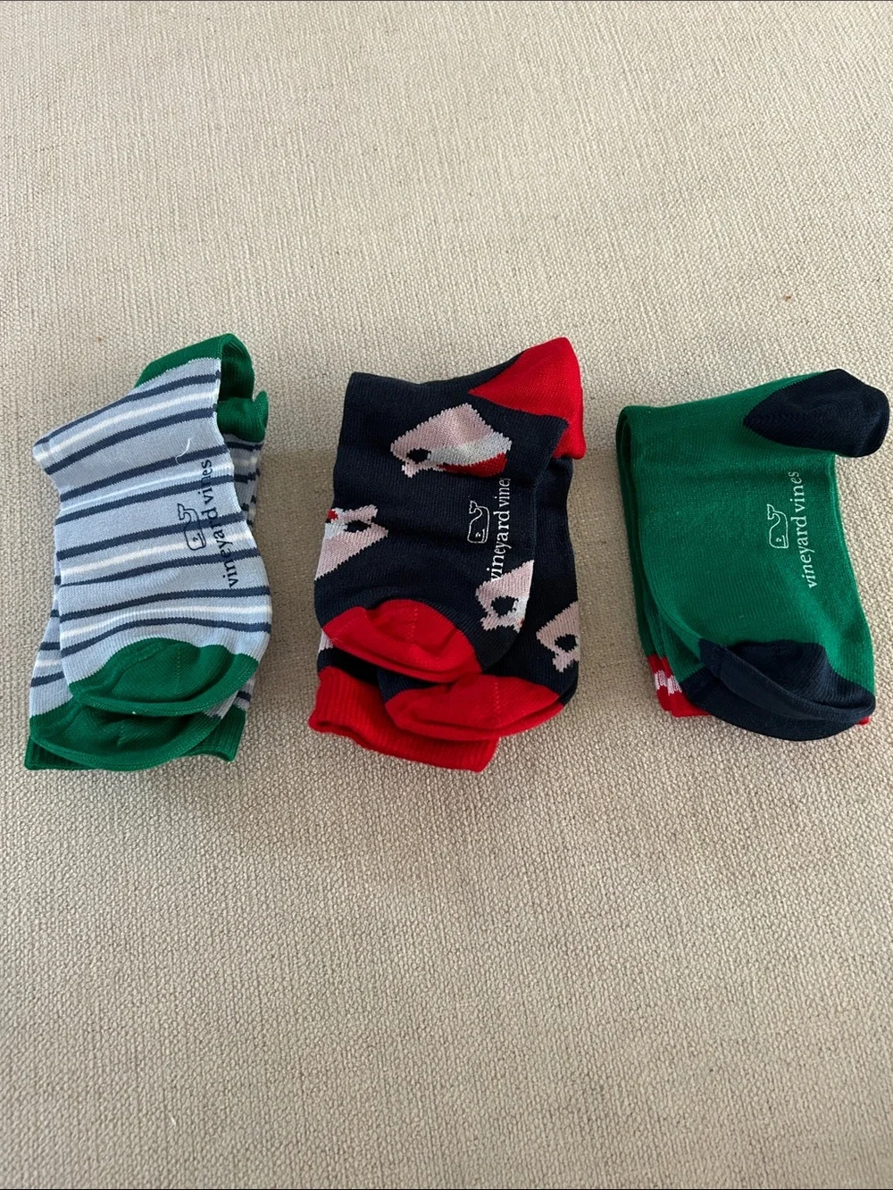 Vineyard Vines Three Sock Pack Holiday Icon 3 pack socks for boys, One size NWT